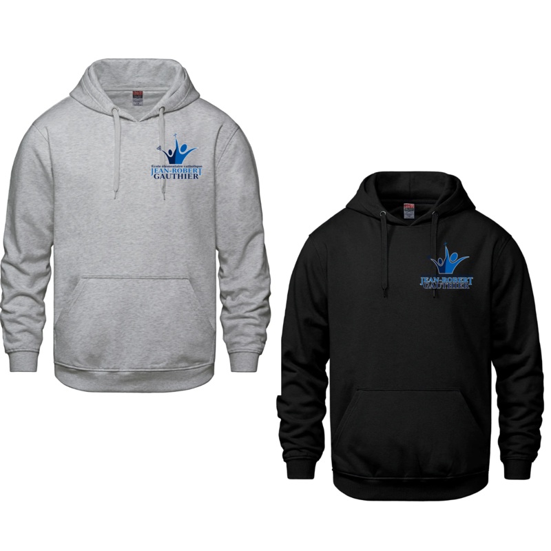 JEAN-ROBERT GAUTHIER ATC COTTON HOODIE ADULT OR YOUTH WITH LEFT CHEST EMBROIDERED LOGO Black YS