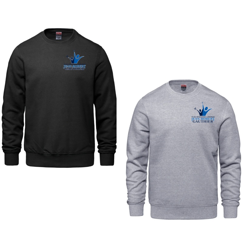 JEAN-ROBERT GAUTHIER ATC COTTON CREWNECK SWEATSHIRT ADULT OR YOUTH WITH HEAT PRESS LOGO Black YS