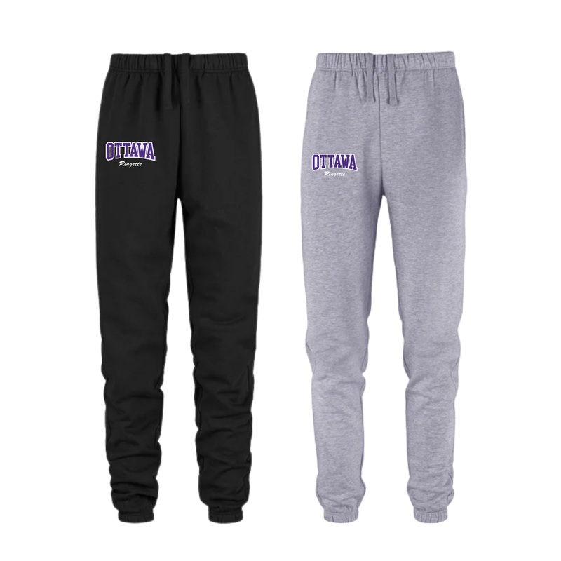 CORA DASH COTTON SWEATPANTS WITH HEAT PRESSED OTTAWA RINGETTE LOGO Gray YXS