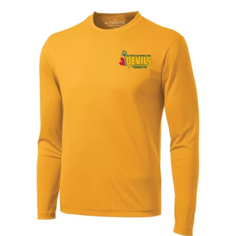 GCRA DEVILS DRYFIT LONG SLEEVE TEE WITH HEAT PRESS LOGO Gold YXS