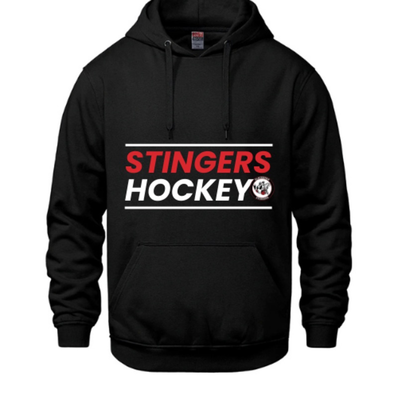 BLACKBURN STINGERS VAULT HOODIE WITH HEAT PRESS LOGO ADULT AND YOUTH Black YXS