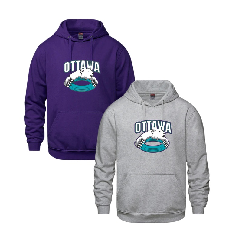 CORA CX2 VAULT HOODIE WITH FULL FRONT HEAT PRESS BEAR LOGO Purple YXS