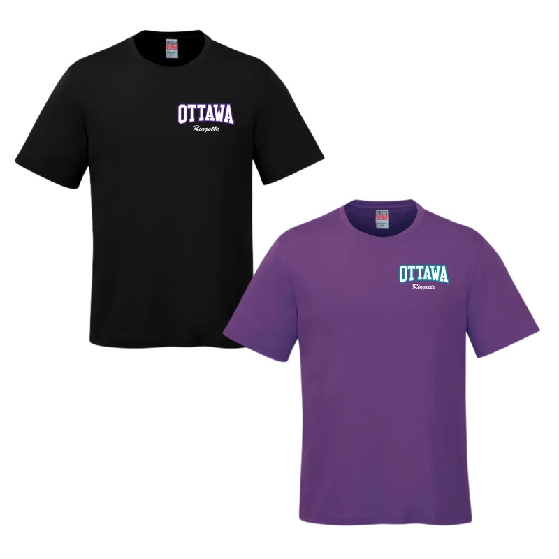 CORA PARKOUR COTTON TSHIRT WITH LEFT CHEST “OTTAWA RINGETTE” LOGO YOUTH AND MENS Black YXS