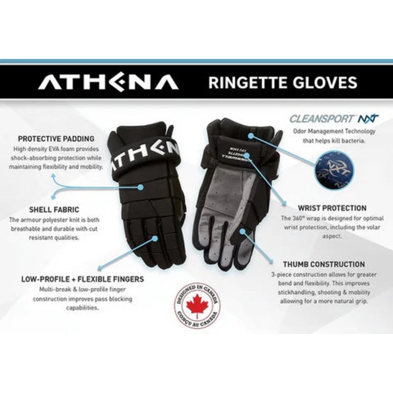 RINGETTE ATHENA KNIT GLOVES Black 10″