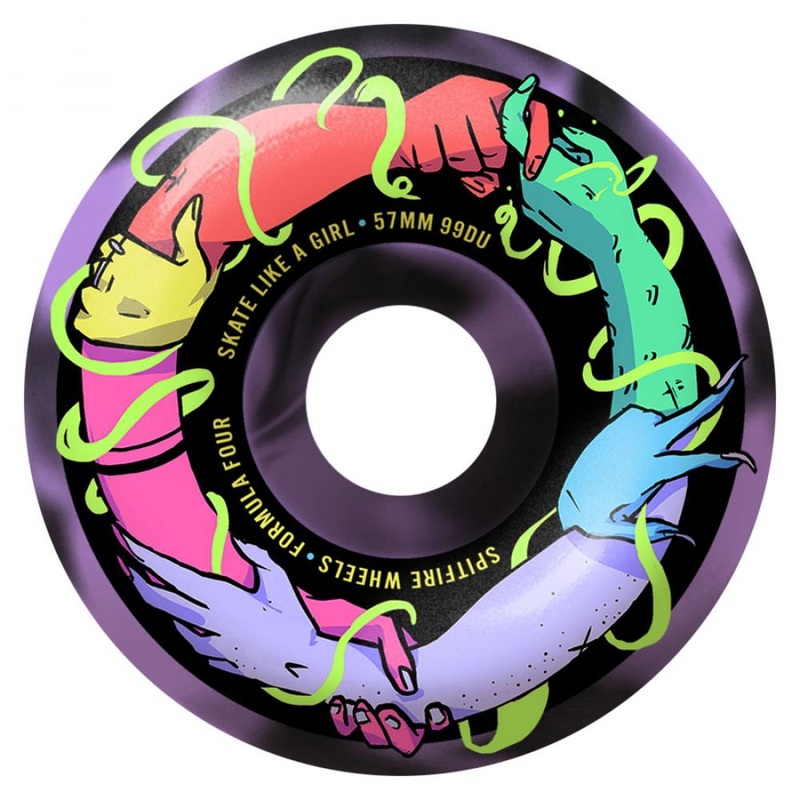 Spitfire Formula Four Skate Like A Girl Classics Black/Lavender Wheels – 57mm 99du