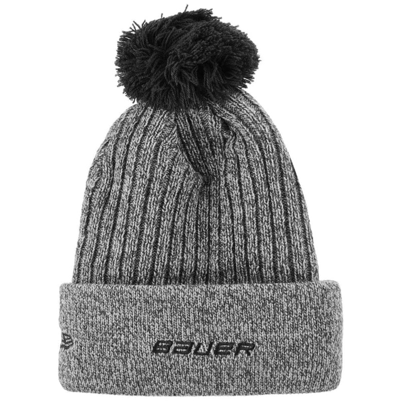 Bauer NewEra Team Marl Pom Knit Beanie One Size Charcoal/Black