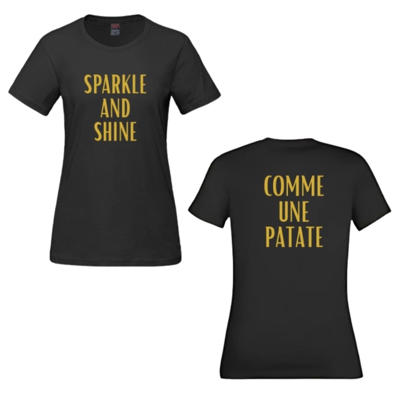 CLUB DE PATIN EMBRUN PARKOUR COTTON SHORT SLEEVE TSHIRT ‘SPARKLE AND SHINE’ Black YXS