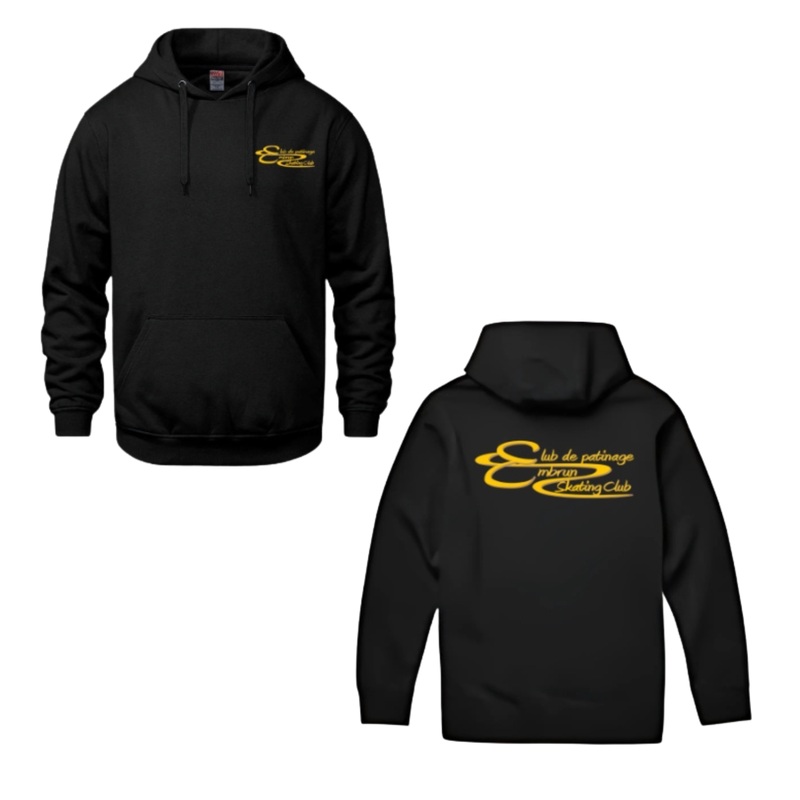 CLUB DE PATIN EMBRUN VAULT HOODIE WITH FULL BACK AND LEFT CHEST HEAT PRESSED LOGO Black YXS