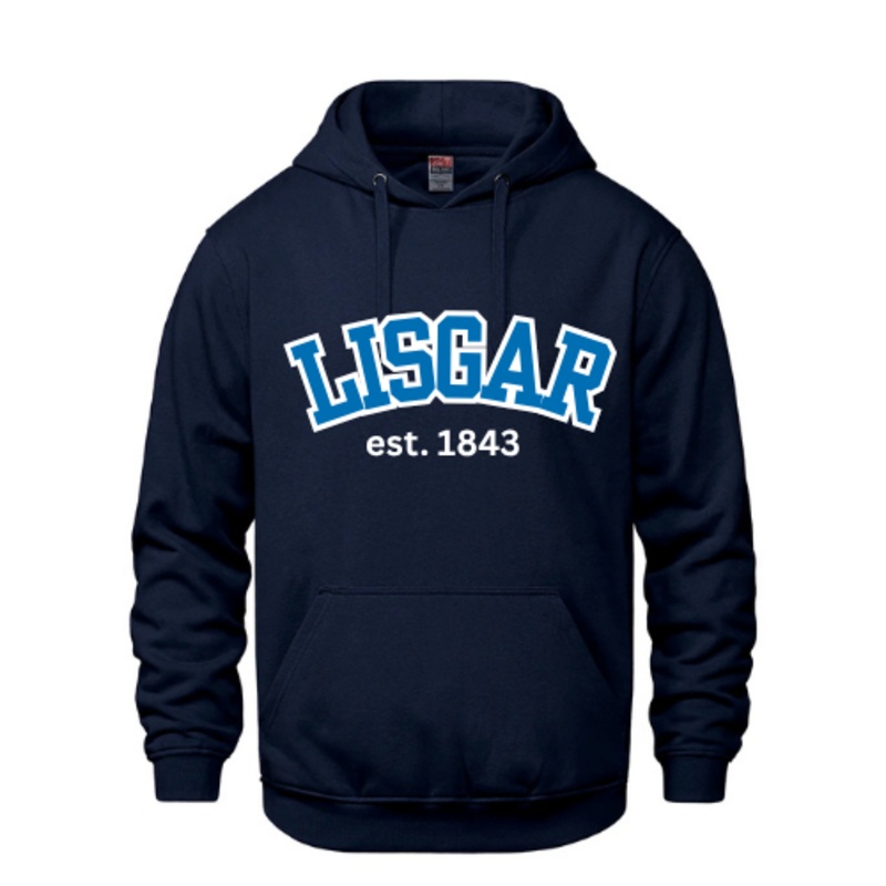 LISGAR COLLEGIATE INSTITUTE VAULT HOODIE WITH EMBROIDERED FULL FRONT TWILL APPLIQUE Navy YXS