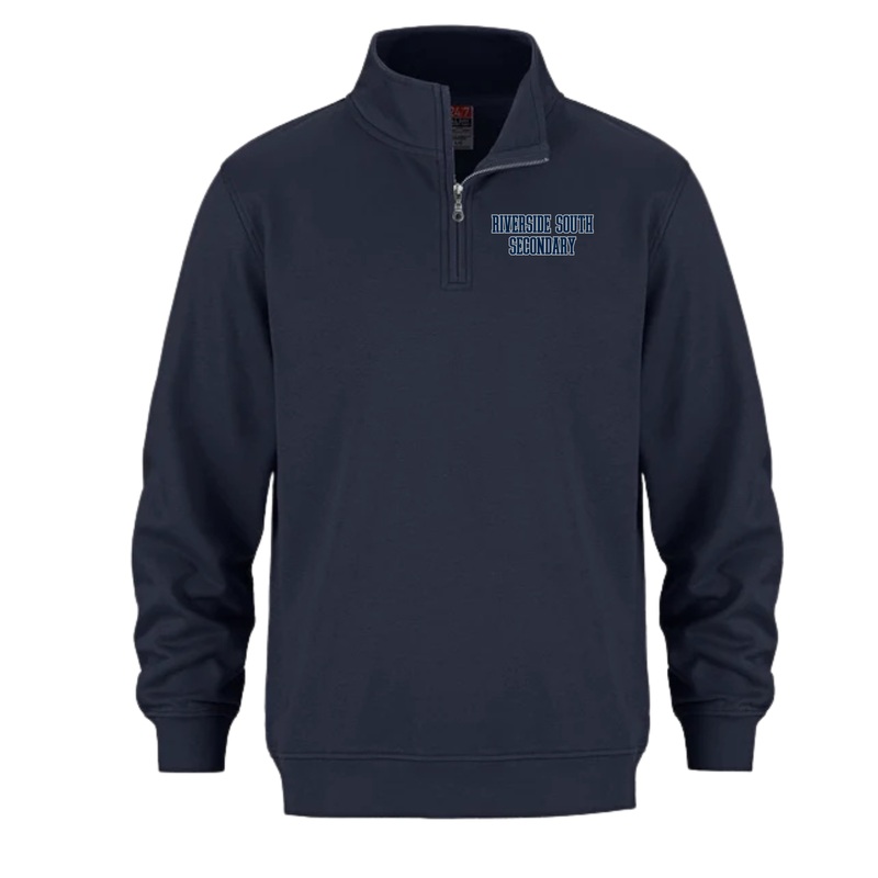 RIVERSIDE SOUTH FLUX 1/4 ZIP WITH LEFT CHEST “RIVERSIDE SOUTH SECONDARY” EMBROIDERED Navy AXS
