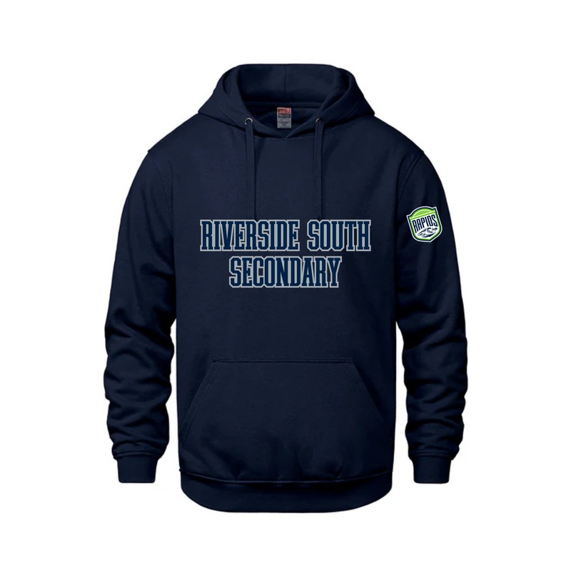 RIVERSIDE SOUTH VAULT HOODIE WITH TWILL APPLIQUE “RIVERSIDE SOUTH SECONDARY” AND EMBROIDERED LOGO ON SLEEVE Navy AXS