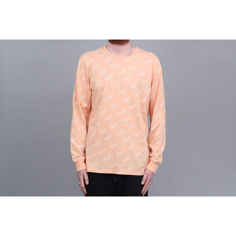 HUF Bolt All Over Longsleeve T-Shirt Peach Small