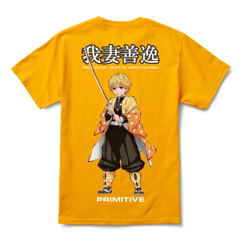 Primitive X Demon Slayer Zenitsu Agatsuma T Shirt – Gold S