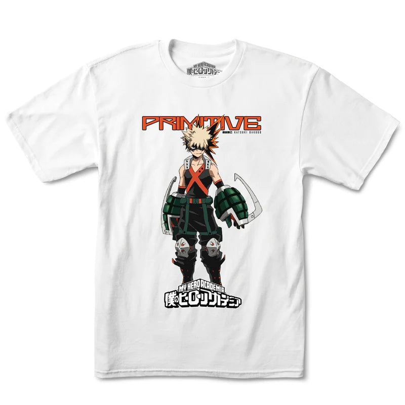 Primitive X My Hero Academia Katsuki Bakugo T Shirt – White S