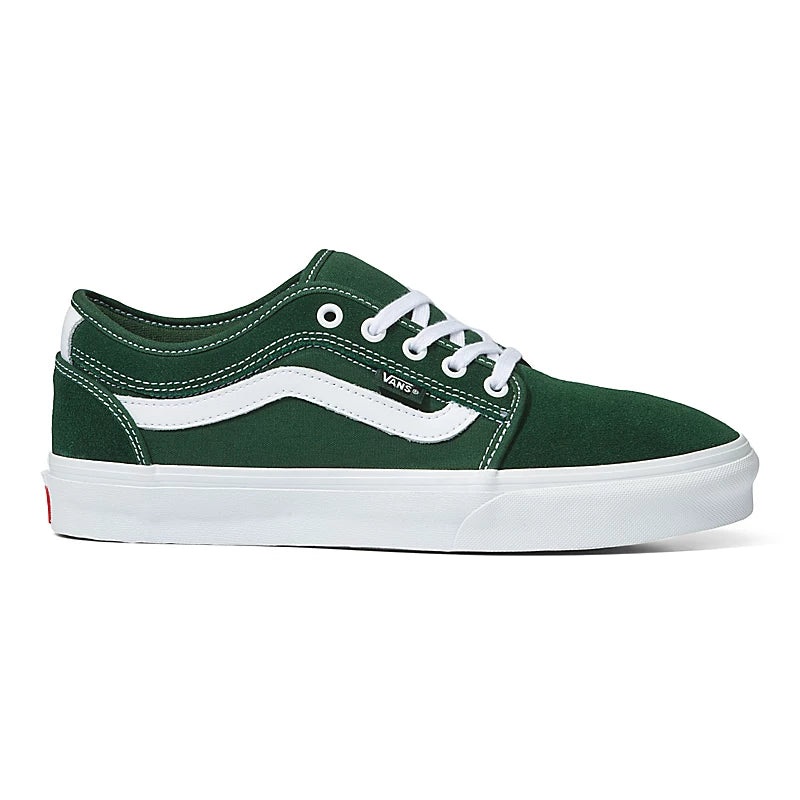 Vans Chukka Low Sidestripe Skate Shoes – Dark Green/White UK 5