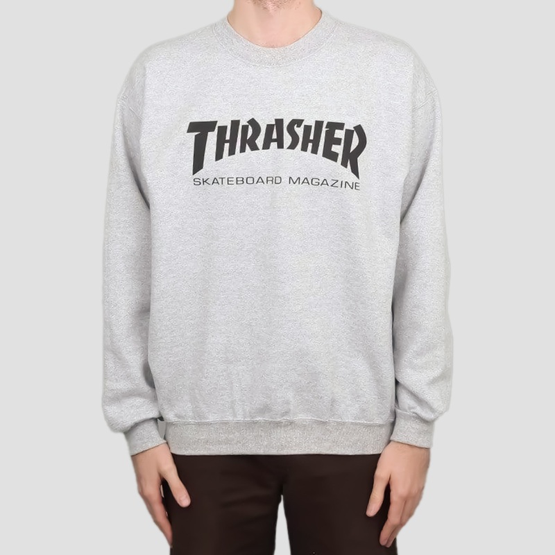 Thrasher Mag Logo Crew Heather Grey Small