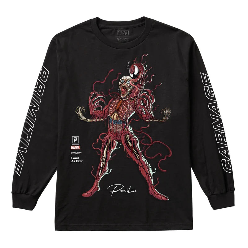 Primitive Marvel X Nychos Carnage Long Sleeve T Shirt – Black S