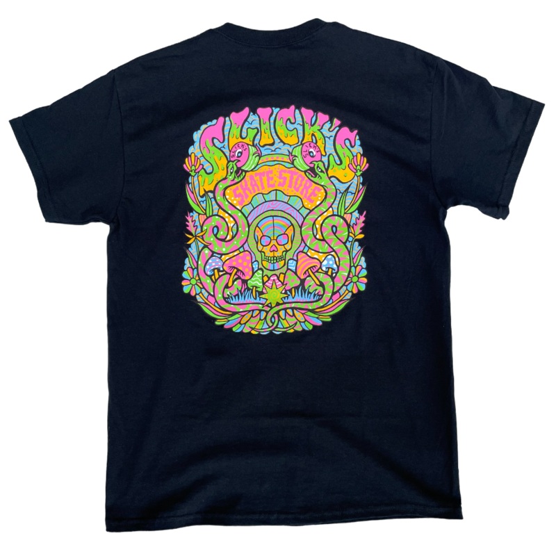 Slick’s Skate Store Dia De Muertos T-Shirt – Black XXS
