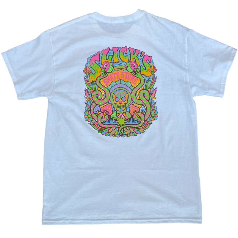 Slick’s Skate Store Dia De Muertos T-Shirt – White XXS