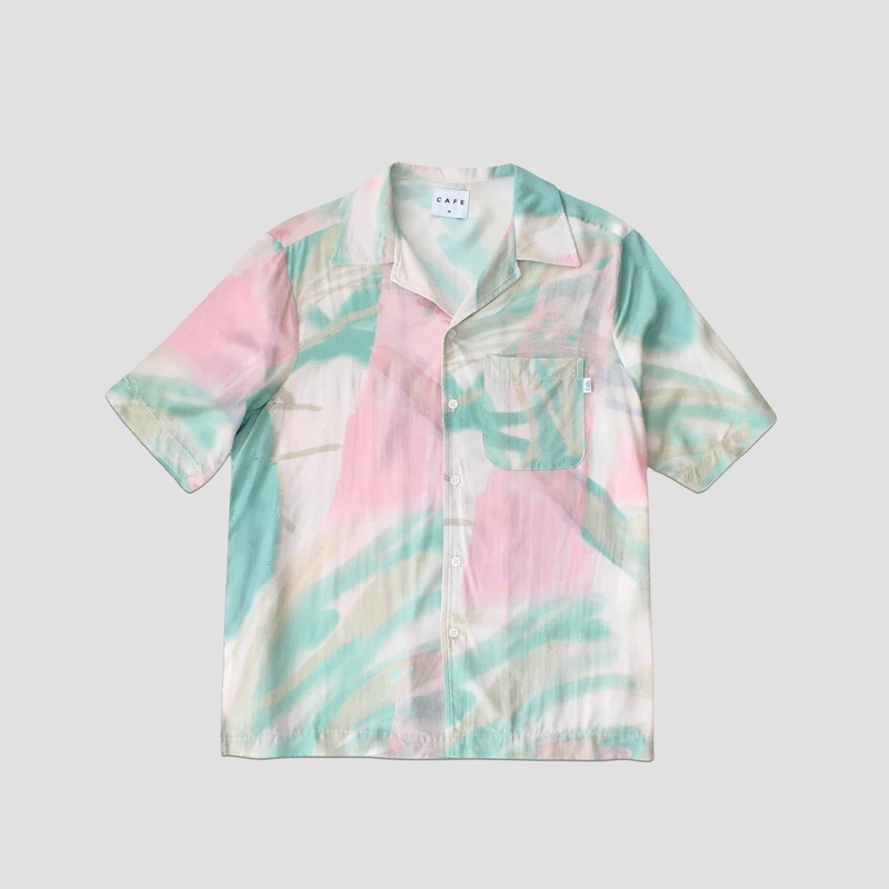 Skateboard Cafe JLH Button Up Shirt Cream/Green Small