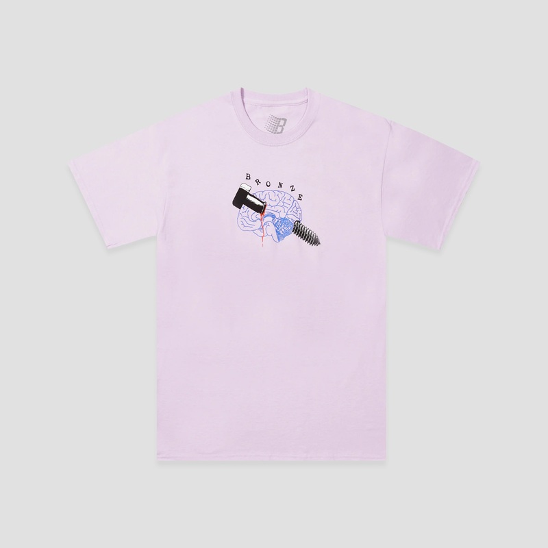 Bronze Bolt Brain T-shirt Lavender Medium