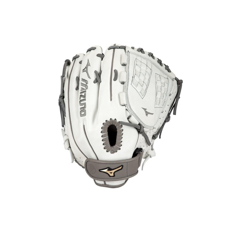 Mizuno Prime Elite Pitcher/Outfield Fastpitch Softball Glove 12.5″ Left-Hand-Throw 12.5 White/Grey
