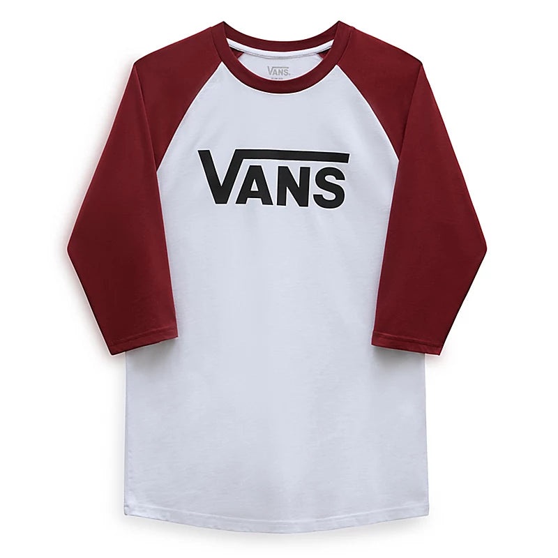 Vans Classic Raglan Long Sleeve T-Shirt – White/Red XS