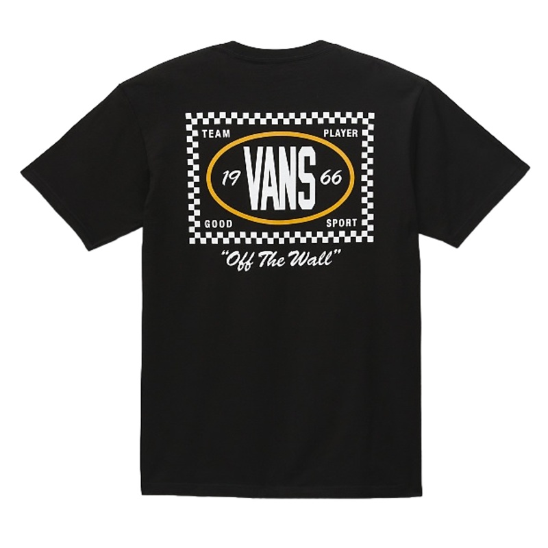 Vans Team Player Checkerboard T-Shirt – Black/Old Gold XS