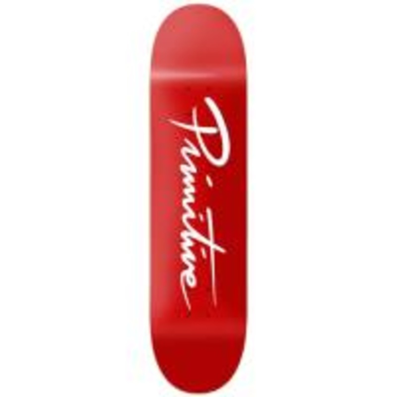 Primitive Nuevo Script Team Red Skateboard Deck – 8.125″