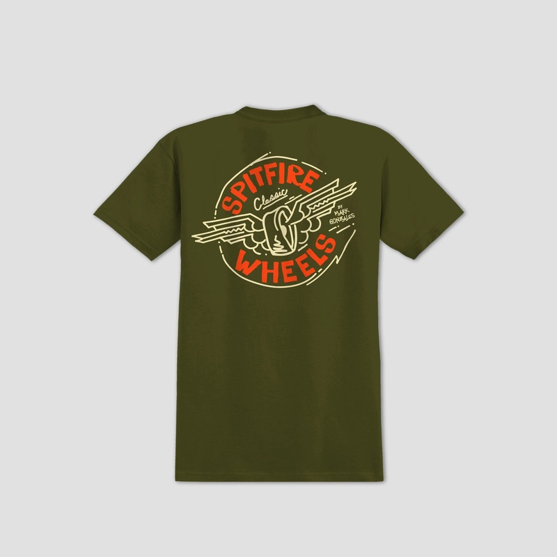Spitfire Gonz Flying Classic T-Shirt Military Green Small