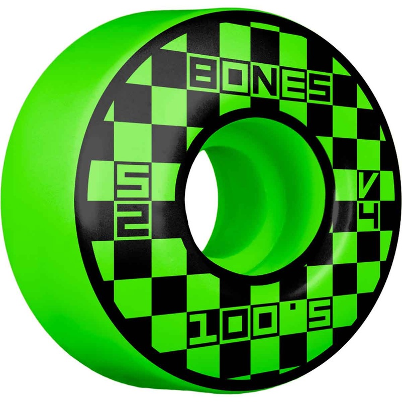 Bones 100’s Block Party V4 Wide Skateboard Wheels Green – 52mm