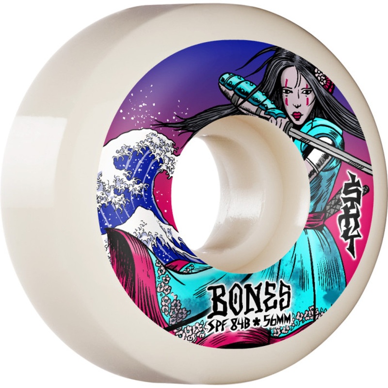 Bones Pro SPF Sky Brown Warrior P5 Sidecut White Skateboard Wheels – 56mm 84B