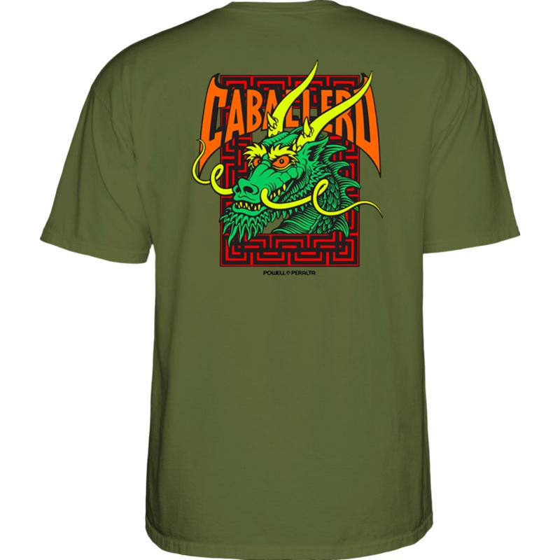 Powell Peralta Cab Street Dragon T Shirt – Military Green S