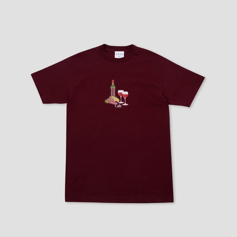Skateboard Cafe Vino T-Shirt Burgundy Small