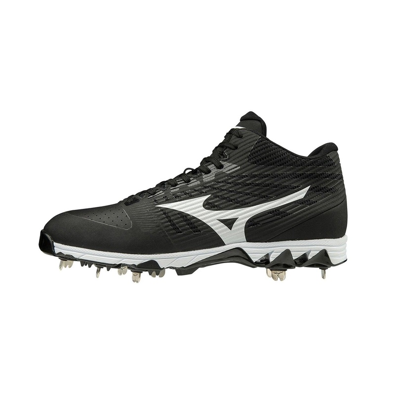 9-Spike Ambition Mid Metal Baseball Cleat 7 Black/White Mens
