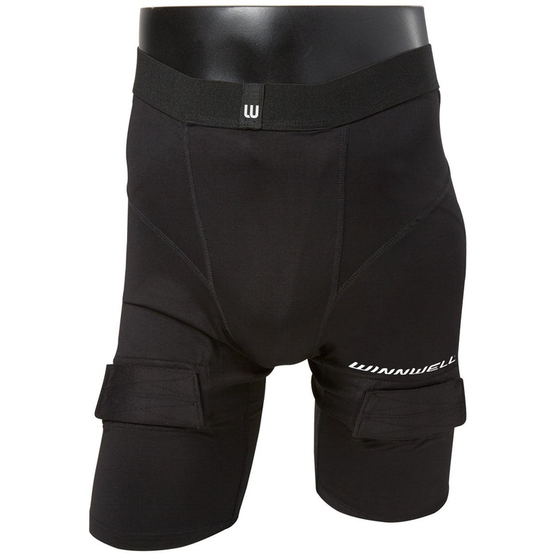 Compression Jock Short – Youth XS Black/Black/White Mens