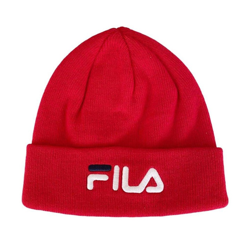 Linear logo beanie red