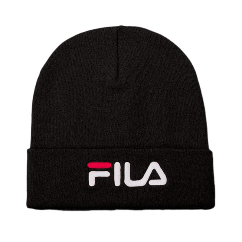 Slouchy linear logo beanie black