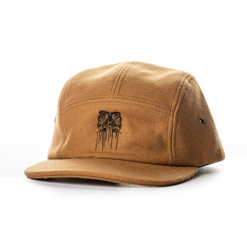 Wool 5 panel cap brown
