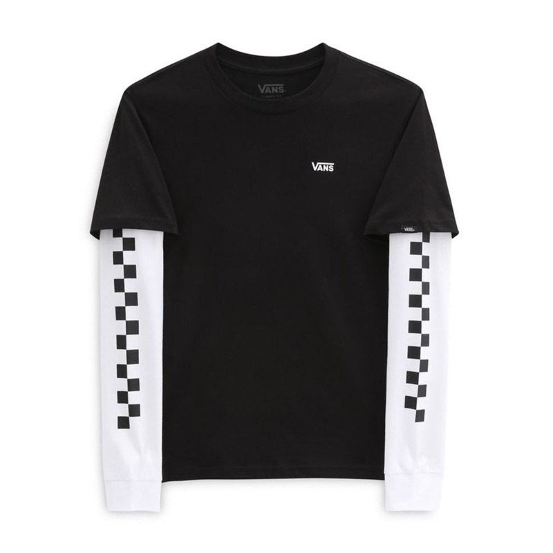 Vans Boys Long Check Twofer T-Shirt – Black S