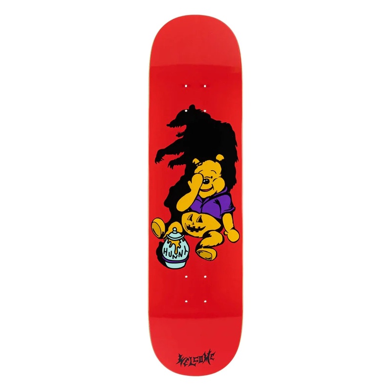 Welcome Hunny on Evil Twin Red Skateboard Deck – 8.25″