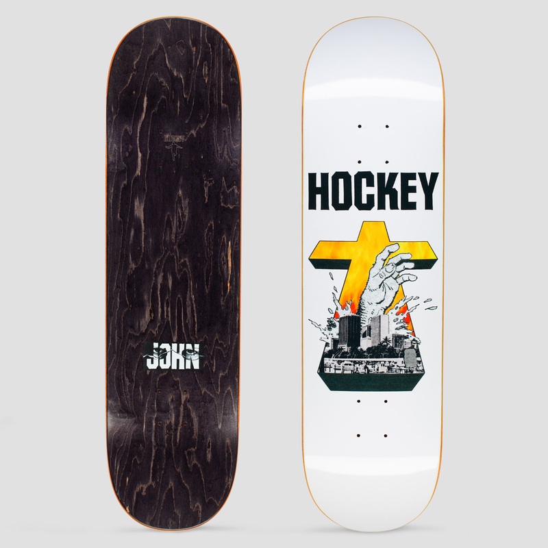Hockey 8.5 John Fitzgerald Drowning Skateboard Deck White