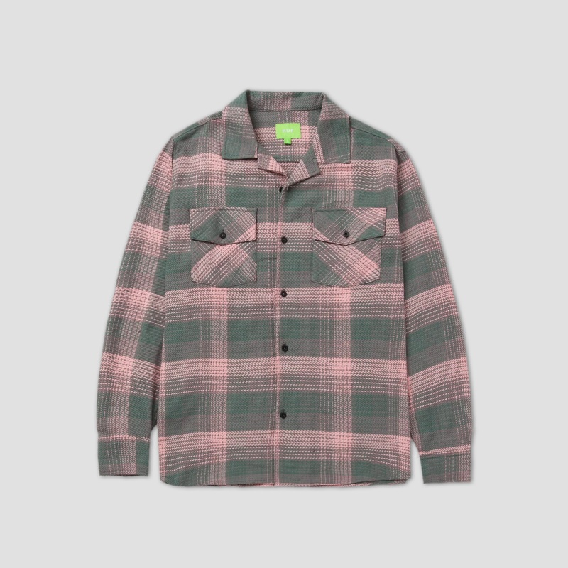 HUF Smash Flannel Overshirt Pink Small