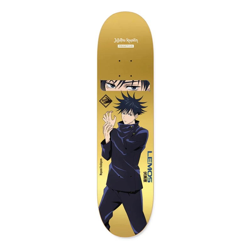 Primitive X Jujutsu Kaisen Megumi Lemos Gold Skateboard Deck – 8.125″