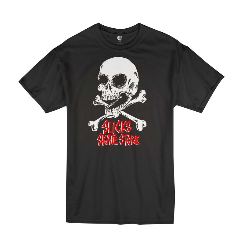 Slick’s Skate Store Fos Crossbones Kids T-Shirt – Black XS