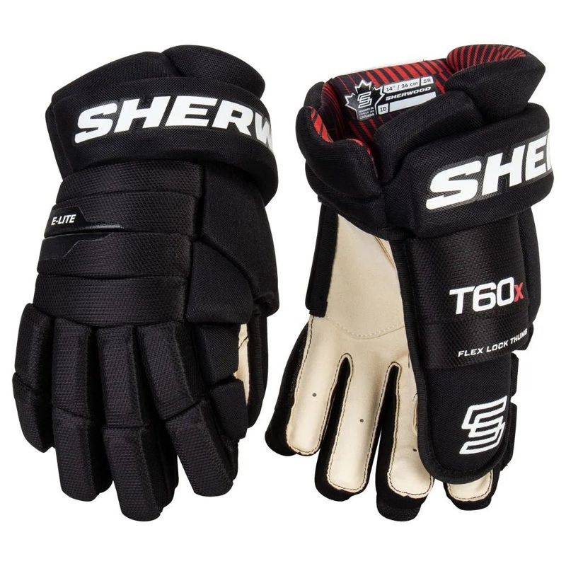 Sher-Wood T60X Hockey Gloves Youth 8″ Black