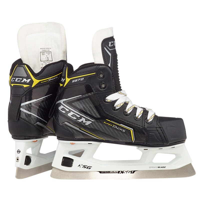 Super Tacks 9370 Youth Goalie Skates – Youth 13 D Black/Black/White
