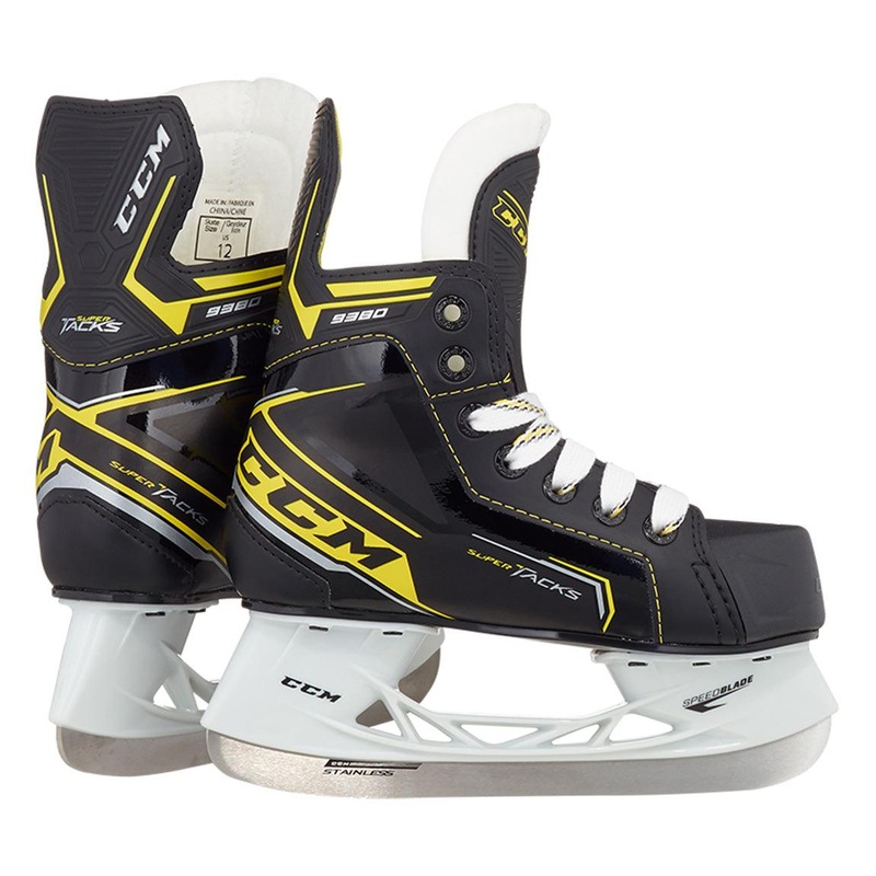 Super Tacks 9380 Youth Hockey Skates – Youth 8 D Black/Black/White