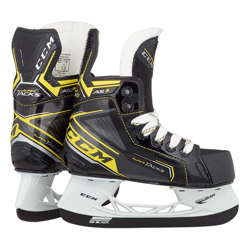 Super Tacks AS3 Youth Hockey Skates – Youth 8 D Black/Black/White