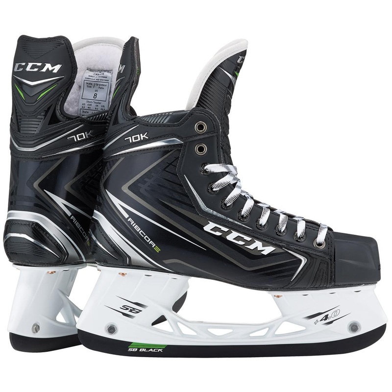 Ribcor 70K Player Skates – Youth 8 D Black/Black/White